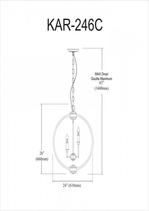 Dainolite Karland 6 Light Chandelier 24\" Dia Crystal Studded Banding Polished Chrome Finish Lamp