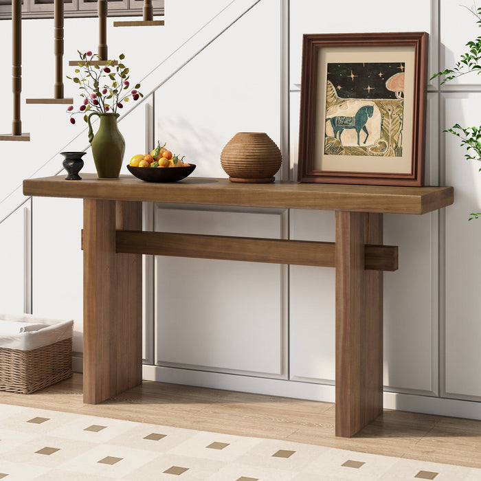 Emma 59.25\" Farmhouse Style Sofa Table for Entryway - Antique Brown 