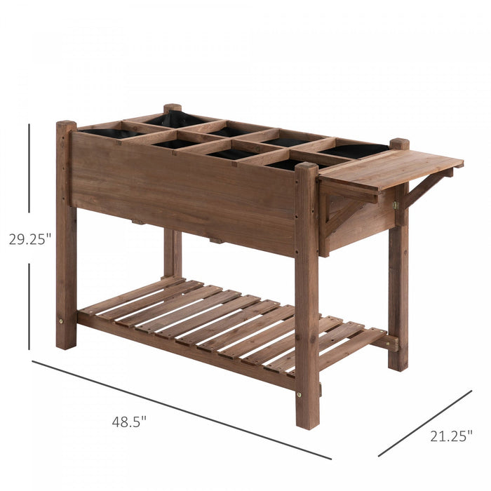 Outsunny Raised Garden Bed With 8 Grids And Storage Shelf, Elevated Planter Box With Legs, For Veget