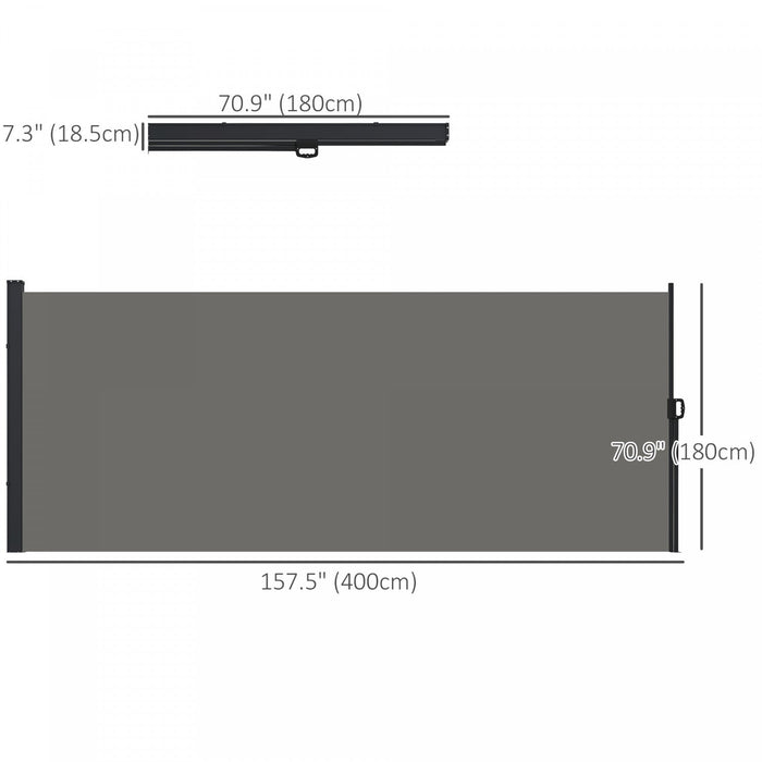 Outsunny 13' X 6' Retractable Side Awning, Garden Privacy Screen Divider, Full Cassette Windbreaker 