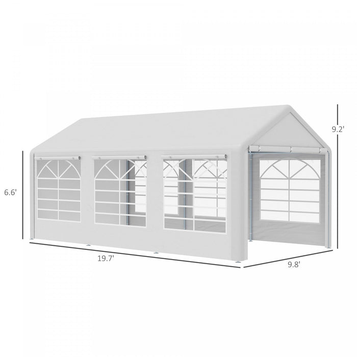 Outsunny 20’ X 10’ Heavy Duty Party Tent Outdoor Carport Canopy Shelter Gazobo With Water-resistant 