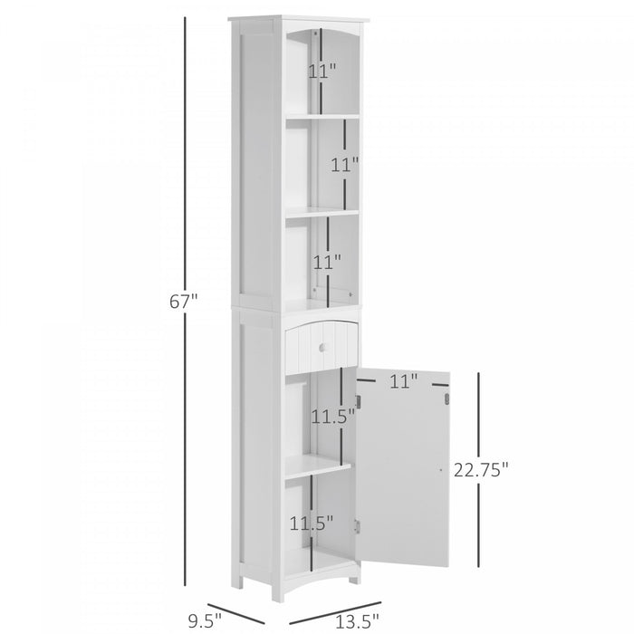Homcom Bathroom Storage Cabinet With 3-tier Shelves
