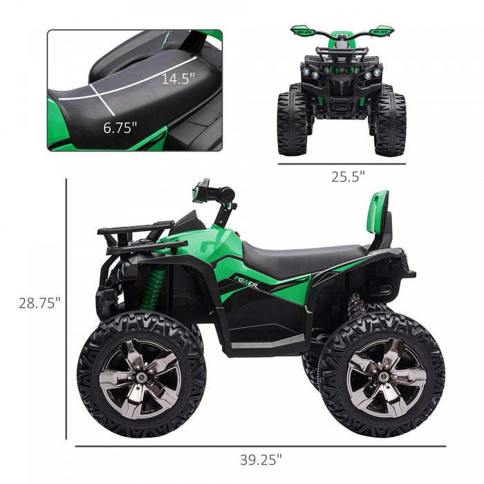 Aosom 12v Kids Atv Powered Ride-On Four-wheeler Toy Car With Music, Realistic Headlights, Wide Wheel
