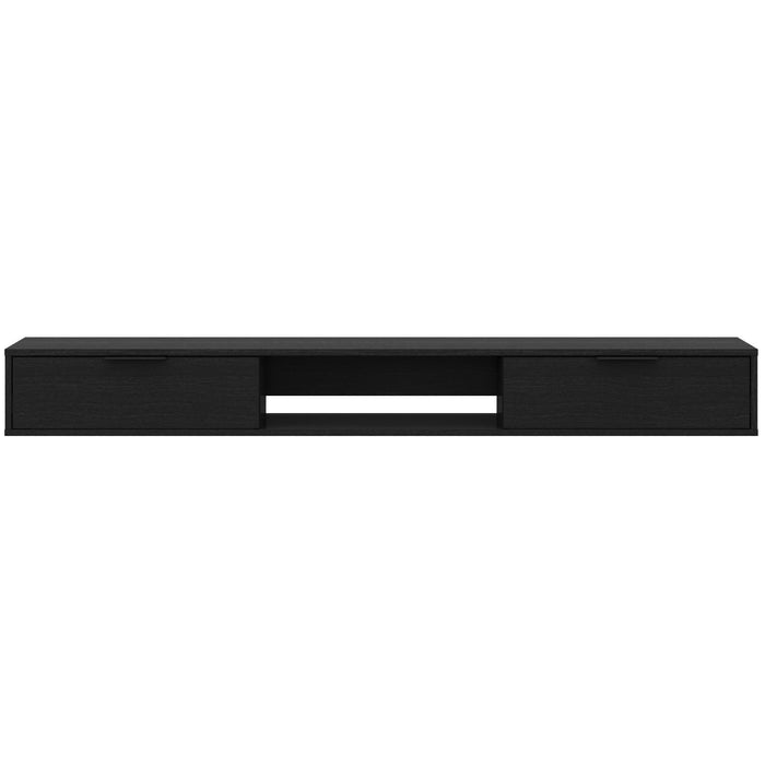 Nordika Slim 72\" Wall-Mounted TV Stand with 2 Storage Cabinets - Black 