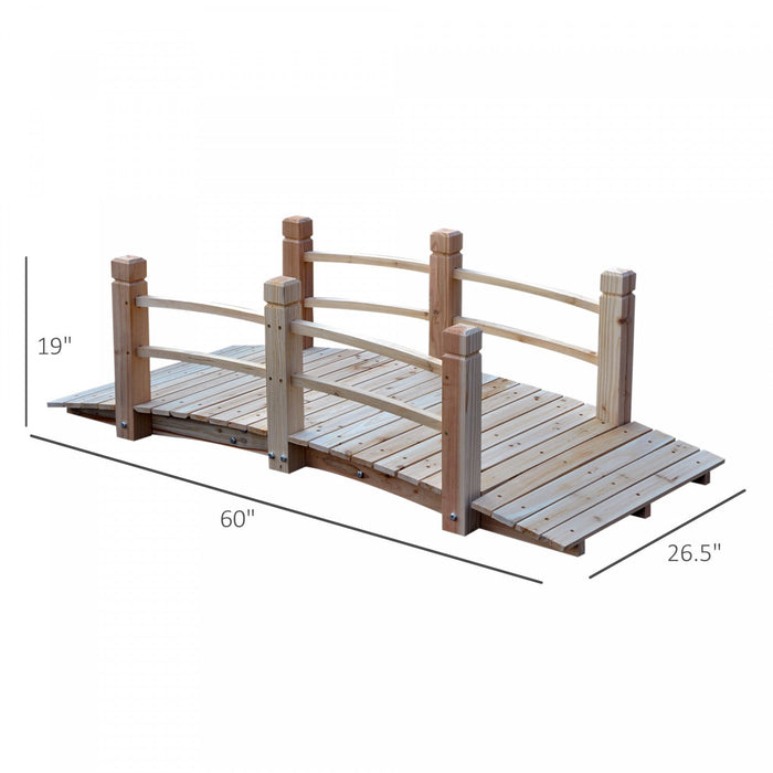 Outsunny 5ft Wood Garden Bridge Outdoor Decorative Landscape Side Rails Backyard Moon Bridge Park De