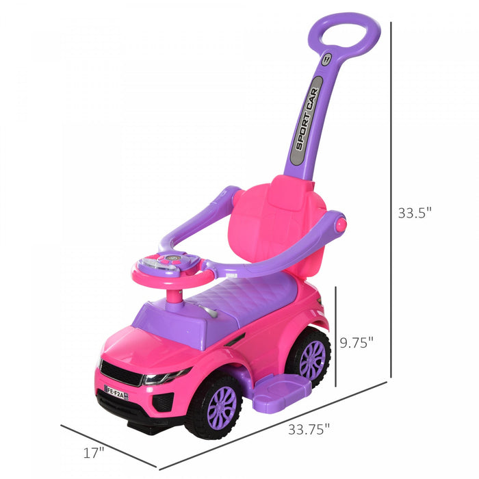 Aosom 3 In 1 Kid Ride On Push Car Stroller Sliding Walking Car With Horn Music Light Function Secure