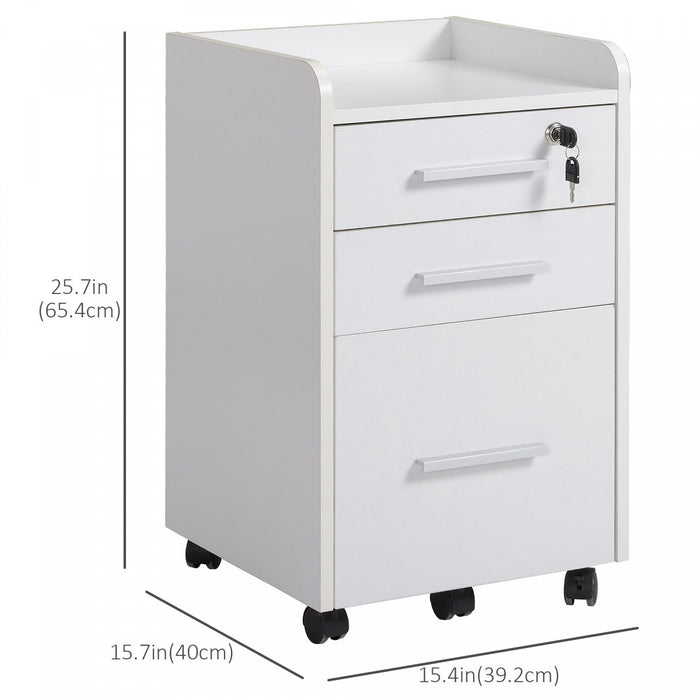 Homcom File Cabinet With 3 Lockable Drawers