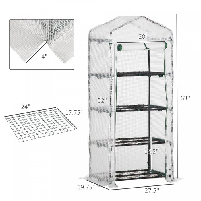 Outsunny 28\" X 20\" X 63\" Portable Greenhouse With 4 Tier Shelves Outdoor Hot House Plant Flower Gree