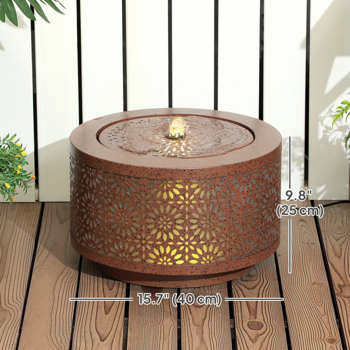 Outsunny Outdoor Water Fountain With Led Lights Garden Waterfall Fountain