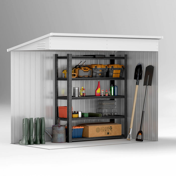 Outsunny 4' X 8' Lean To Outdoor Shed With Lock, Light Grey
