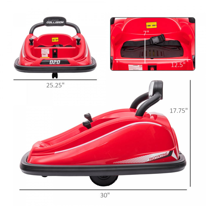 Aosom 12v Kids Bumper Car, 360° Rotation Electric Powered Ride-On Car, Twins Motor Battery Powered T