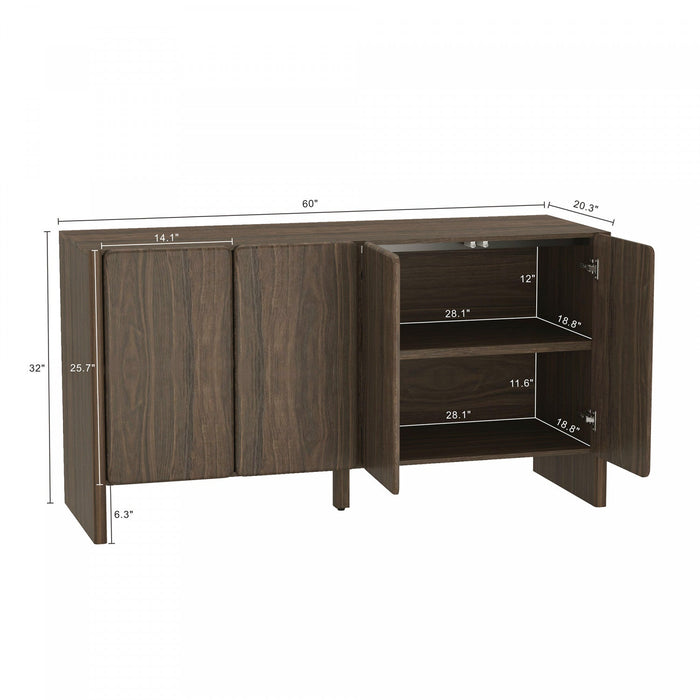 Linda Modern 60\" Sideboard in Walnut Brown Buffet 