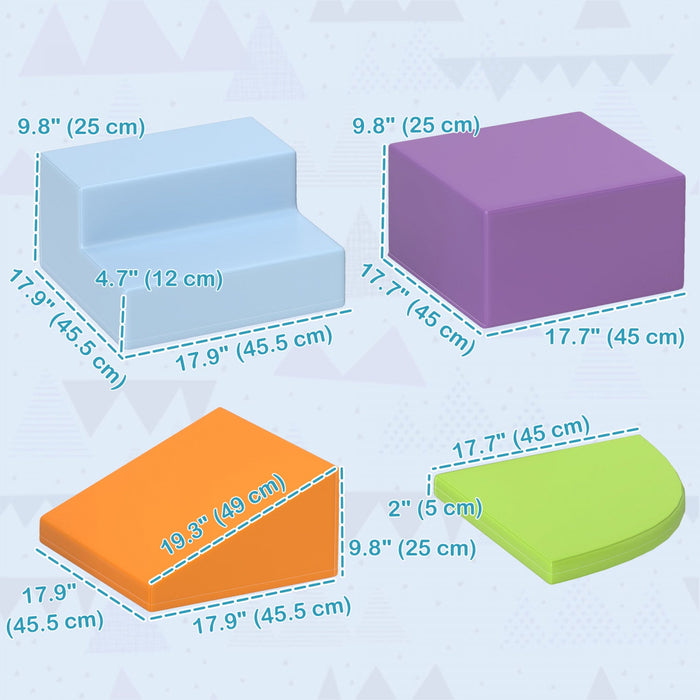 Qaba 4 Pieces Soft Play Foam Climbing Blocks, Indoor Modular Kids Play Toys, Lightweight Interactive