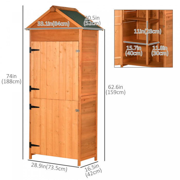 Outsunny Wood Garden Shed Outdoor Tool Storage Cabinet Hutch Lockable Unit With Double Door And 3 Ti
