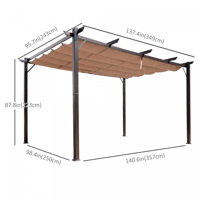 Outsunny 10' X 13' Aluminium Outdoor Pergola Gazebo Backyard Canopy Cover Square Sunshade Garden Gra