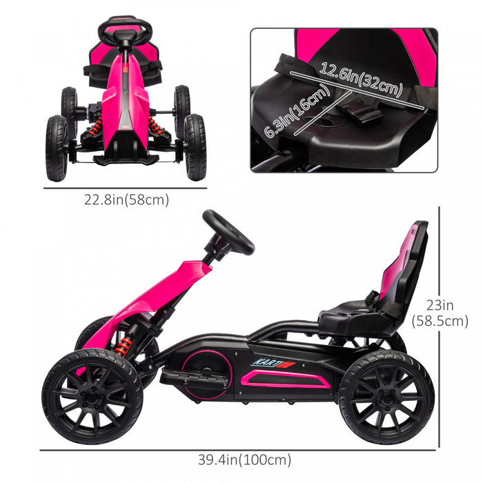 Aosom Electric Powered Ride-On Go Kart, 12v Outdoor Racer Car For Kids, With Forward Backward, Adjus