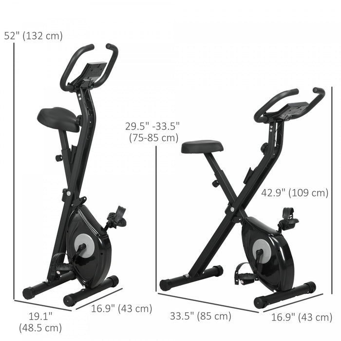 Soozier Foldable Exercise Bike With 8-level Magnetic Resistance, Black