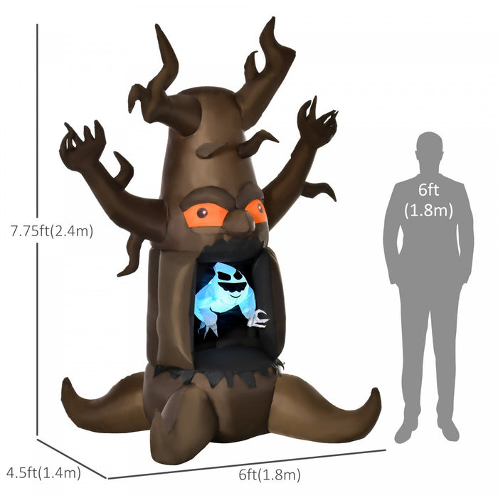 Homcom 8ft Ghost Blow Up From Dead Tree Inflatable Halloween Decoration