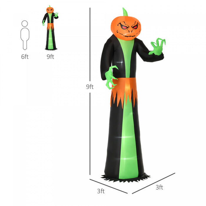 Homcom 9ft Pumpkin Head Ghost Inflatable Halloween Decoration