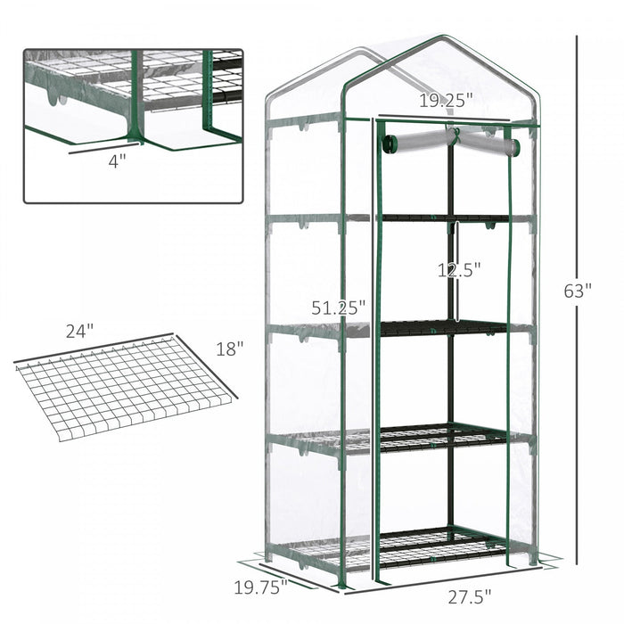 Outsunny 28\" X 20\" X 63\" Portable Greenhouse With 4 Tier Shelves Outdoor Hot House Plant Flower Gree