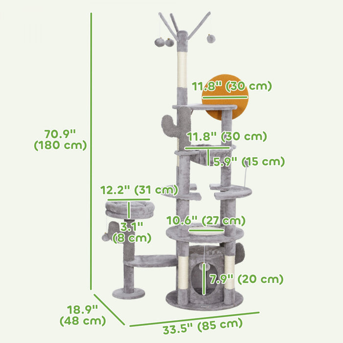 Pawhut 71\" Tall Cat Tree, Multi-level Cat Tower For Indoor Cats With Scratching Posts, Sisal Pad, Ca