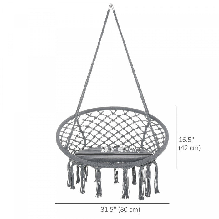 Outsunny Hanging Rope Deck Hammock, Dark Grey