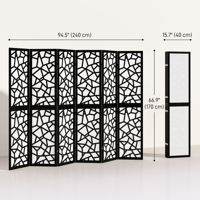 HOMCOM 6 Panel Room Divider, 5.6 FT Lightweight Privacy Screen, Black