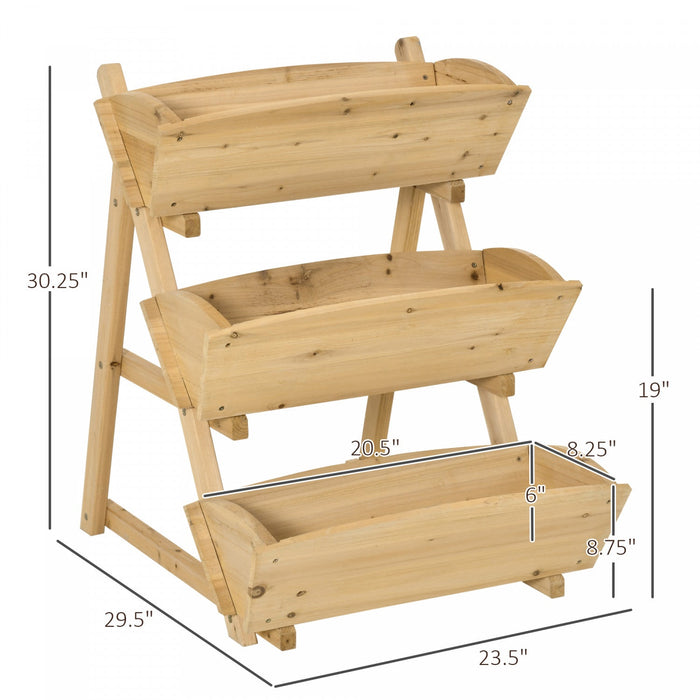 Outsunny 3 Tier Raised Garden Bed, Vertical Wooden Elevated Planter Box Kit, Plant Stand For Flowers