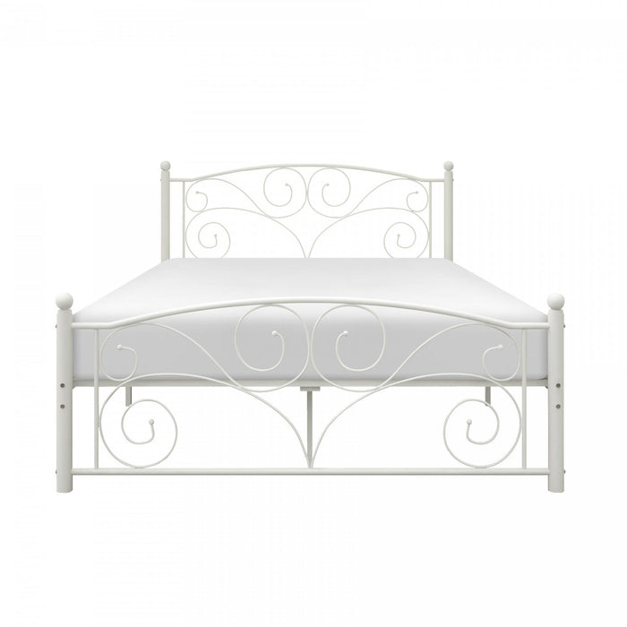 Avaly Full Bed, White Metal 