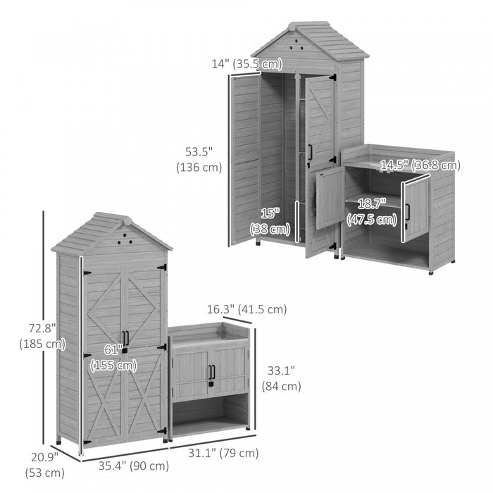 Outsunny Outdoor Storage Cabinet, Wood Garden Shed With Shelves