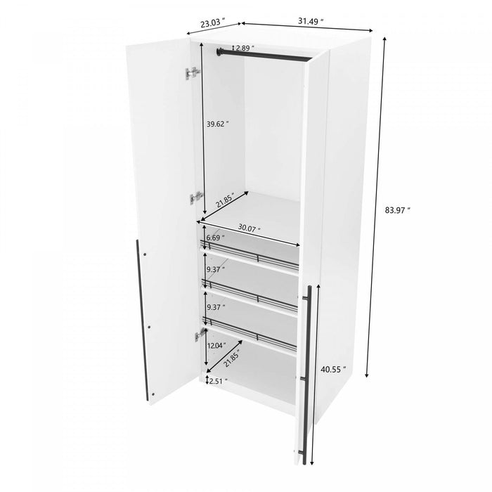 Lee Modern 32\" Wardrobe Closet in White Armoire 
