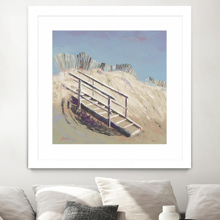 \"Beach Access\" Matted and Framed White 36x36 Wall Art