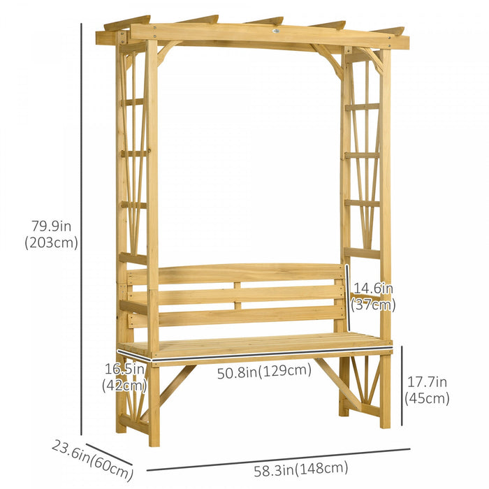 Outsunny Wooden Bench For 2 People For Vines/climbing Plant, Light Brown
