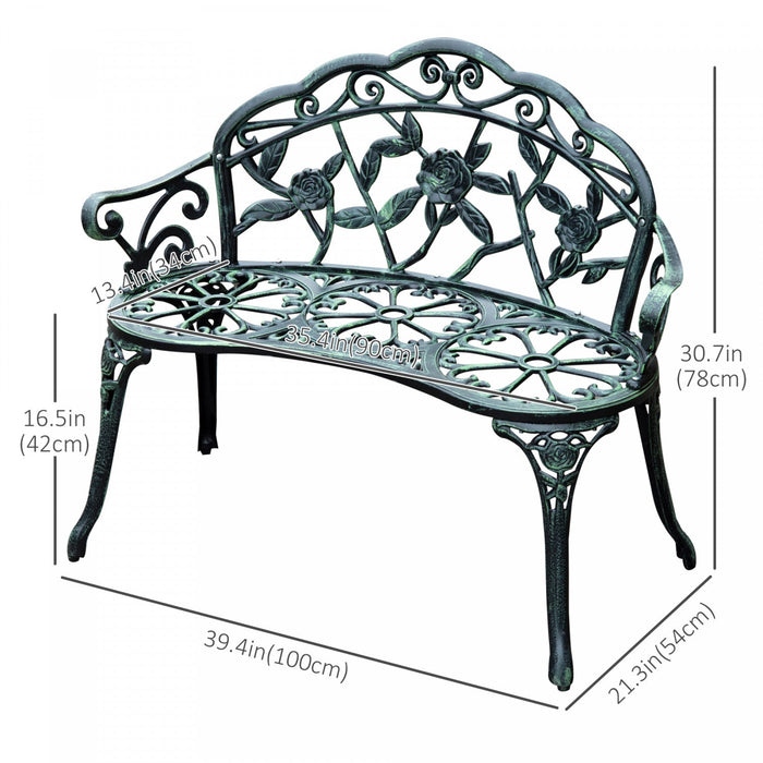 Outsunny 40" Outdoor Garden Bench, Patio Garden Bench, Green