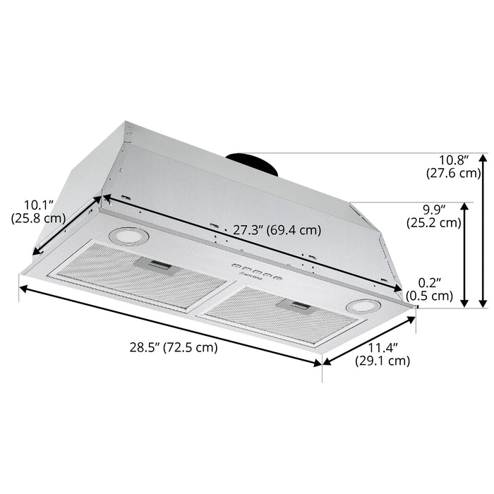 Ancona 28.5\" Ducted Insert Range Hood - AN-1370 
