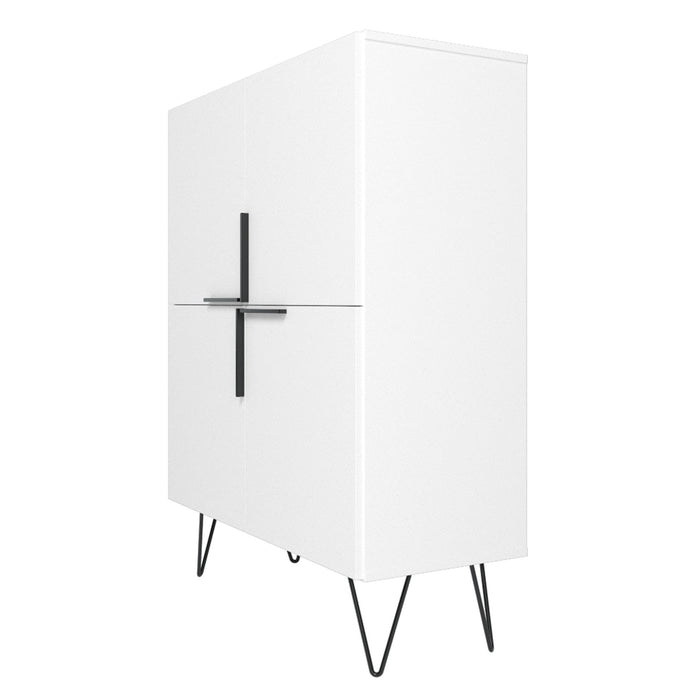 Manhattan Comfort Beekman Low 4-Shelf Accent Cabinet - White