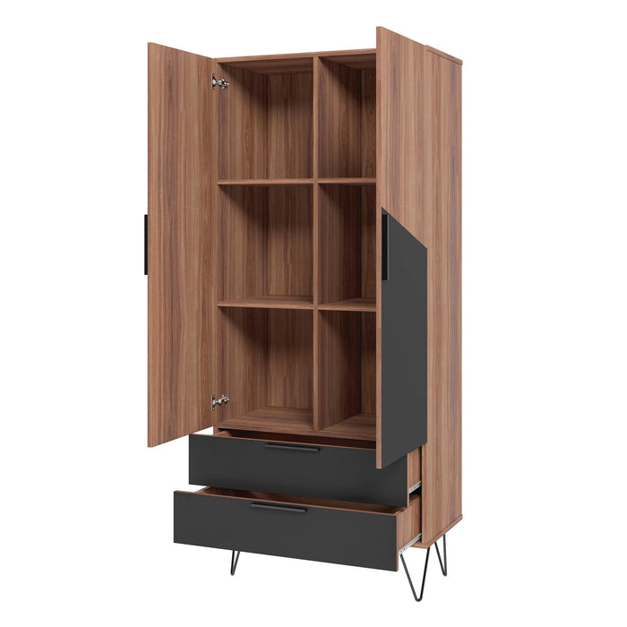 Manhattan Comfort Beekman 6-Shelf Accent Cabinet - Brown & Black