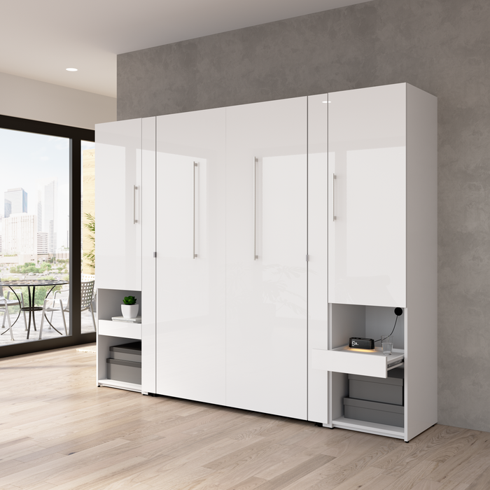 Bestar Avalon Full Murphy Bed & Storage Cabinets with Pull-Out Shelf (101 W)