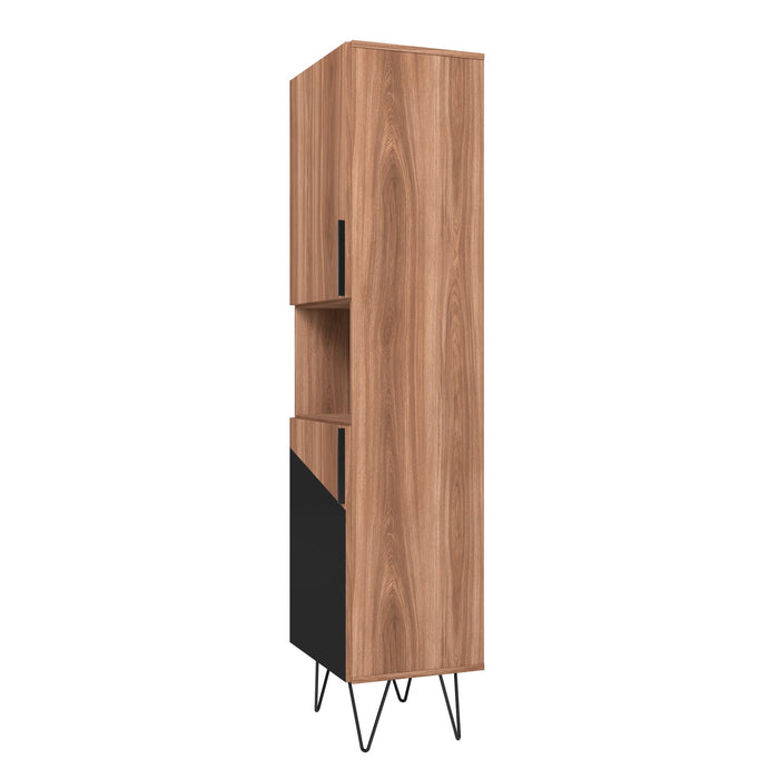 Manhattan Comfort Beekman 17.51\" Narrow Bookcase Cabinet with 5 Shelves - Brown & Black