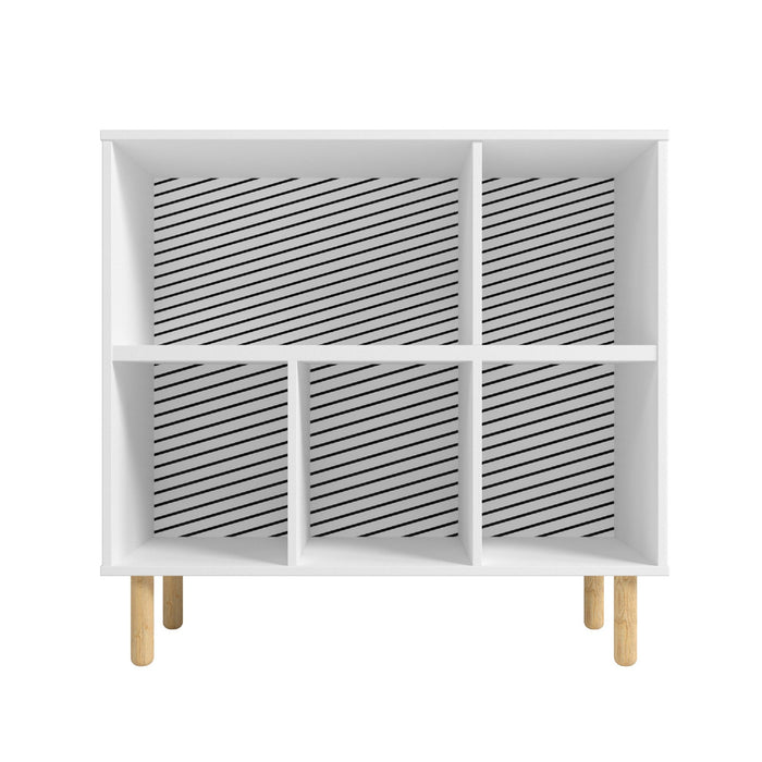 Manhattan Comfort Essex 33.66\" Low Bookcase with 5 Shelves - White & Zebra