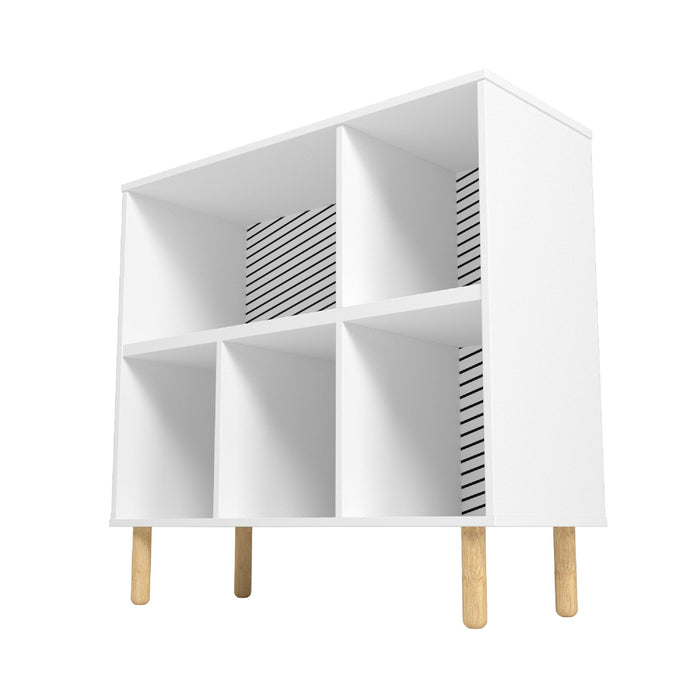 Manhattan Comfort Essex 33.66\" Low Bookcase with 5 Shelves - White & Zebra