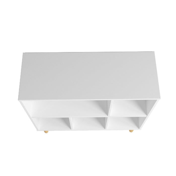 Manhattan Comfort Essex 33.66\" Low Bookcase with 5 Shelves - White & Zebra