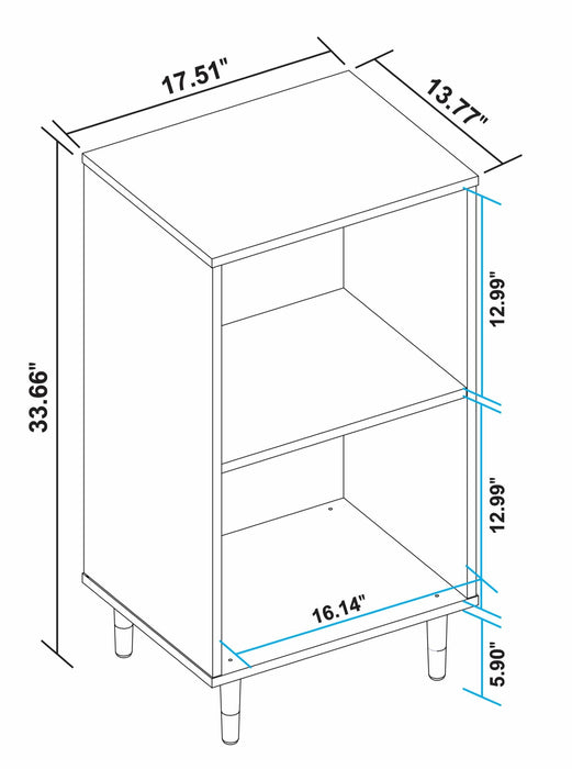 Manhattan Comfort Essex Nightstand with 2 Shelves - White & Zebra