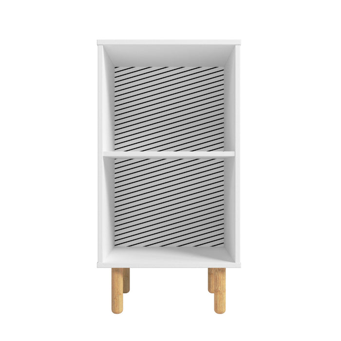 Manhattan Comfort Essex Nightstand with 2 Shelves - White & Zebra