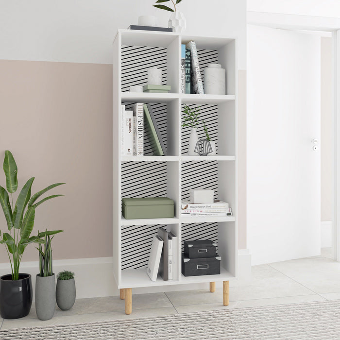 Manhattan Comfort Essex 60.23\" Double Bookcase with 8 Shelves - White & Zebra