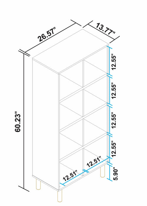 Manhattan Comfort Essex 60.23\" Double Bookcase with 8 Shelves - White & Zebra