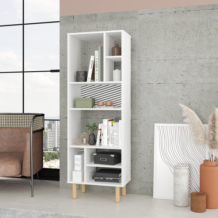 Manhattan Comfort Essex 60.23\" Decor Bookcase with 8 Cube Shelves - White & Zebra