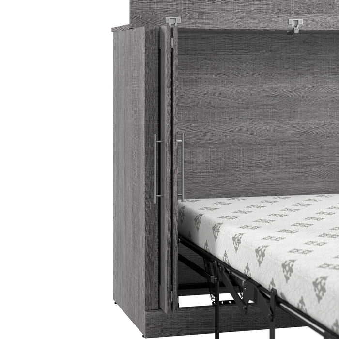 Bestar Pur 75 W Queen Cabinet Bed with Mattress - Bark Grey