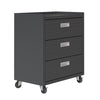 Manhattan Comfort Fortress Textured Metal 31.5\" Garage Mobile Chest with 3 Drawers - Charcoal Grey