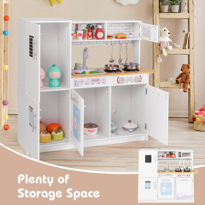 Costway Kids Kitchen Play Set With Stove Removable Sink Oven Microwave Dish Washer
